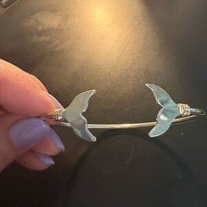 Silver Seagull Wing Open Bangle Bracelet